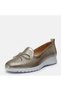 Large size women's filler genuine Leather shoes 41-42-43-44-gold - 8