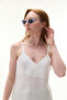 Women's White V-Neck Sleeveless Linen Blouse - 4