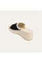 Women's Black Wedge Heeled Leather Slippers - 3