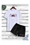 Unisex Paris Printed Oversized Short Sleeve T-Shirt Shorts 2-Piece Bottom Top Set
