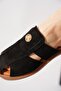 Yesrat Genuine Leather caged Buckled women Slipper black Suede - 4