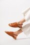 Mentel Belt Buckled Genuine Leather Women's Sandals Tan Skin - 3