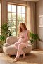New Season Pink Straps Lace Detailed Special Design Summer 100% Cotton Maternity Pajama Set - 6
