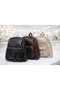 Women's Black Backpack Leather-Look Daily Mother-Baby Backpack - 5