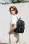 Women's Black Backpack Leather-Look Daily Mother-Baby Backpack