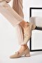 Olerte Stone-Tooled Knitwear Heels for Women Heeled Shoes Beige - 3
