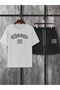 Unisex White-Black Chicago Printed Top and Bottom Shorts T-shirt Set - 2