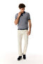 Men's Navy Blue Jacquard Polo Collar Short Sleeve Knit Sweater - 3
