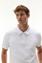Men's White Zippered Polo Collar T-Shirt - 4
