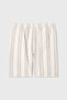 Men's Ecru Straight Fit Striped Elastic Waist Shorts - 2