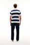 Men's Navy Blue Striped Polo Collar Short Sleeve Sweater - 2