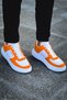 Ch087 Kenton Men's Casual Lace-Up Leather Sport Sneakers Shoes Cbt - White/Orange - 3