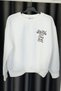 Chest Lettering Embroidery Elastic Hem Sweatshirt - Ecru Ekru - 6