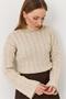 Women's Turtleneck Knitted Sweater Beige - 3