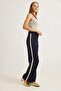 Women's Trousers with Side Stripes Wide-Leg Navy Blue