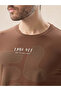 Front Typography Print Regular Fit Brown T-Shirt - 4