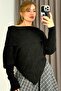 Women's Asymmetrical Cut Bat Sleeve Sweater Black