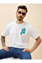 Puff Back Print Oversized White T-shirt - 6