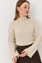 Women's Turtleneck Knitted Sweater Beige - 2