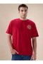 Puff Back Print Oversized Maroon T-shirt - 3
