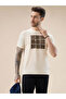 Rubberized Chest Print Regular Fit Beige T-shirt - 6