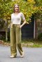 Women's high waist knit pants - green - 2