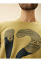 Printed Regular Fit Khaki T-shirt - 4