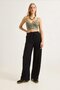Wide Leg Pleated Belden Tie-Detail Trousers Black - 2