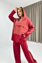 Women's Elastic Waist Half Zipper Oversized Hooded Tracksuit Set Red - 2