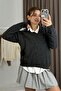Women's v-neck Fine Knit stylish sweater anthracite