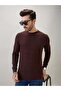 Textured Full Sleeve Regular Fit Dark Brown T-Shirt