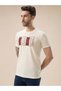 Rubberized Typography Print Regular Fit Beige T-Shirt - 2