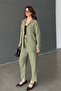 Women's Linen Look Shirt and Pants Top and Bottom Set - 3