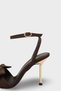 Women's Pointed Toe Bow Buckle Detailed Gold Heeled Casual Heeled Stiletto Scala Brown - 6