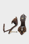 Women's Pointed Toe Bow Buckle Detailed Gold Heeled Casual Heeled Stiletto Scala Brown - 4