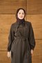 Women's Scarf Collar Detail Ribbed Modal Dress Brown - 2
