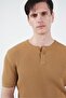 Textured Cycling Collar Tan Knitwear T-Shirt