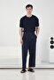 Dar Cut-Out Zippered Navy Blue Tricot T-Shirt - 3