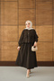 Women's Double Pocket Look Zippered Skirt Suit Brown - 4