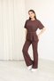 Women's Brown Modal Fabric Waist Tie-Detail Two-Piece Set