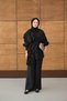 Women's Sewing Detail Ruffled Waist Tie-Detail Set Black - 4