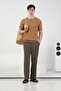 Textured Cycling Collar Tan Knitwear T-Shirt - 2