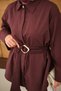 Women's Buckle Detail Long Belted Shirt Plum - 6