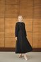 Women's Scarf Collar Detail Ribbed Modal Dress Black - 5