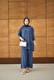 Women's Sewing Detail Slit Set Indigo Blue - 4
