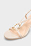 Women's Oval Toe Gold Buckled Back Strap Heels Daily Sandals Ferriera Beige - 4