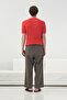 Textured Cycling Collar Red Knitwear T-Shirt - 3