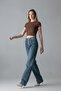 Women's Wide-Leg Cotton Blue Baggy Jeans - 3