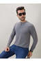 Solid Brand Logo Print Regular Fit Grey Henley Neck T-shirt - 6