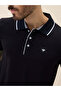 Solid Contrast Tipping Regular Fit Black Polo T-shirt - 4